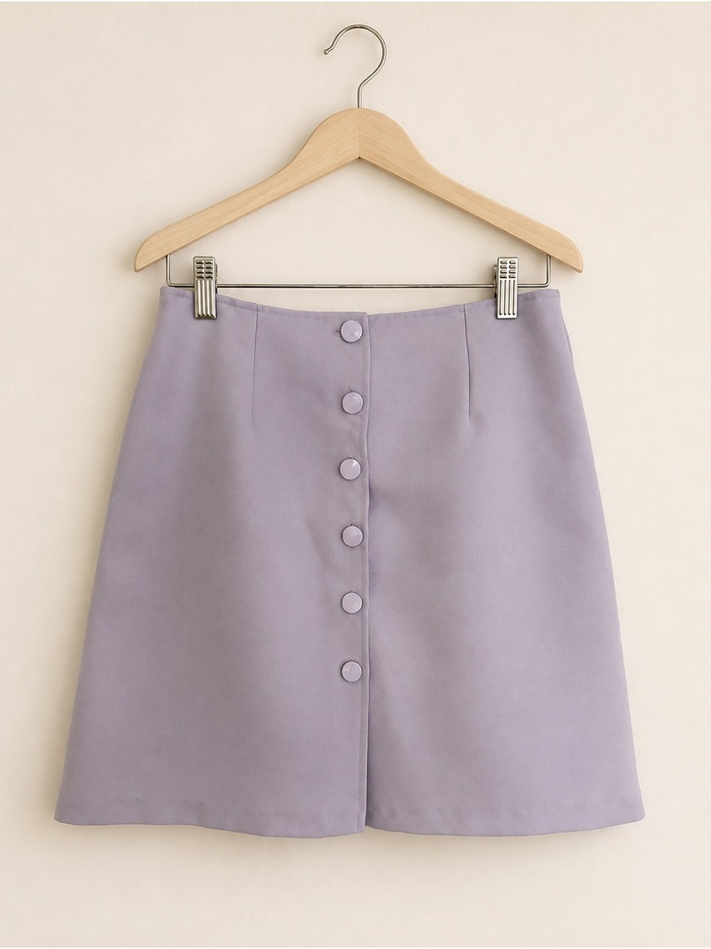 Lilac Button-Front A-Line Skirt